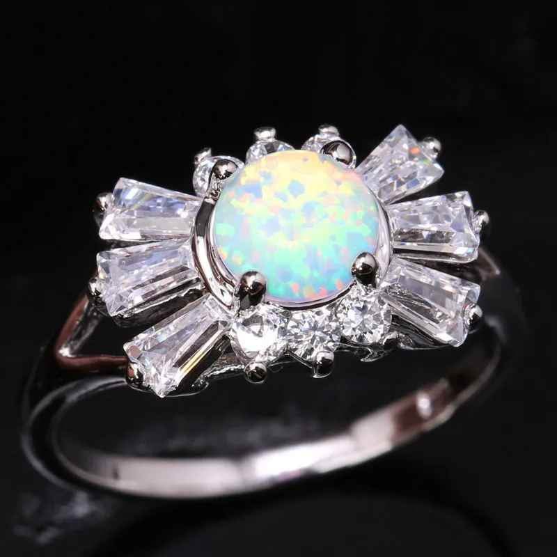 Бант Белый огненный опал и серебряное покрытие Модные женские ювелирные изделия