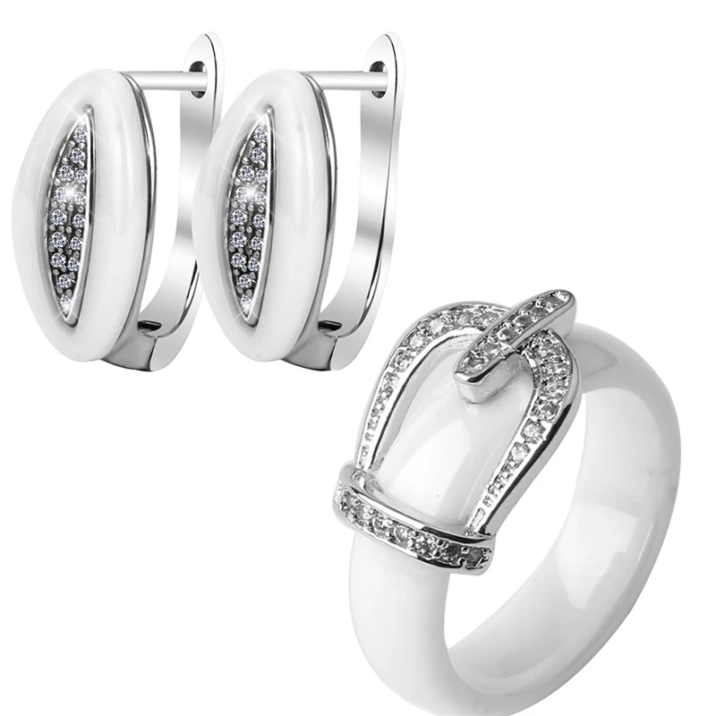 Комплект ювелирных изделий U образные украшения с фианитами в форме короны