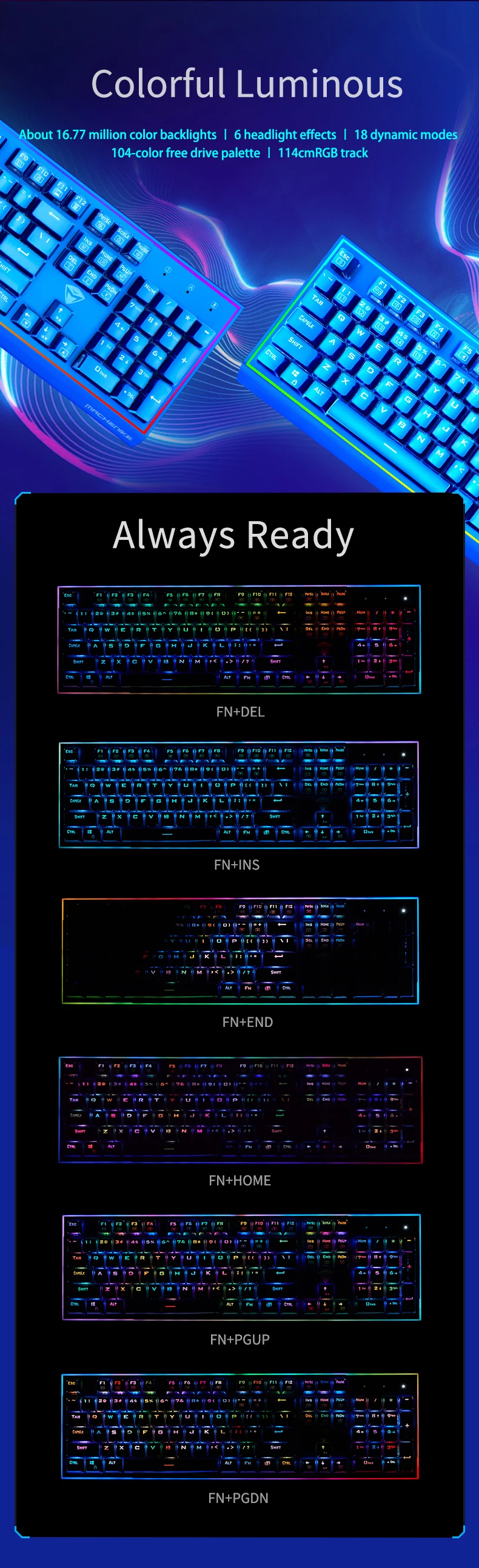 Механическая игровая клавиатура Machenike зеленая ось черная ось чайная ось RGB eSports игровая клавиатура для ноутбука компьютера