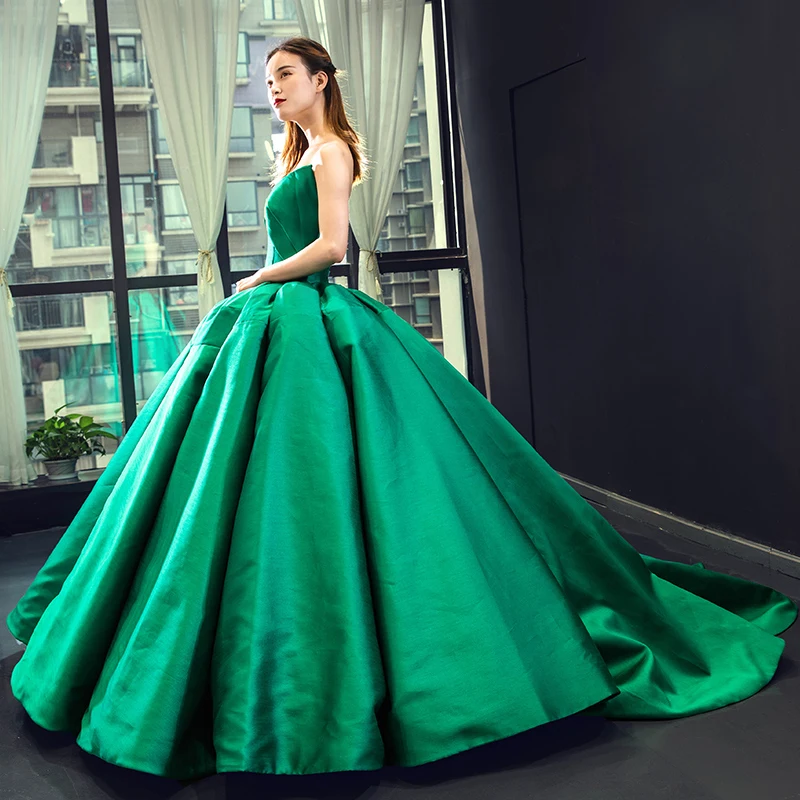J66858 Jancember зеленое платье Quinceanera 2020 атласные бальные платья без бретелек для