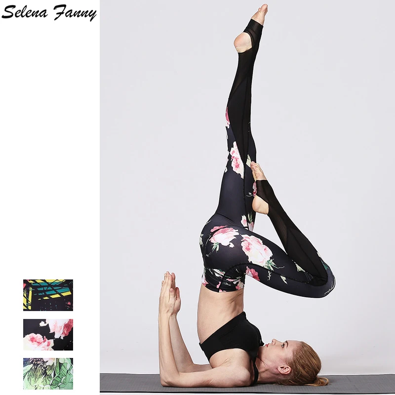 New Women's Printing Sports Yoga Pants Quick Dry Fitness Black Leggings Gym Running Workout Plus Size Tights | Спорт и