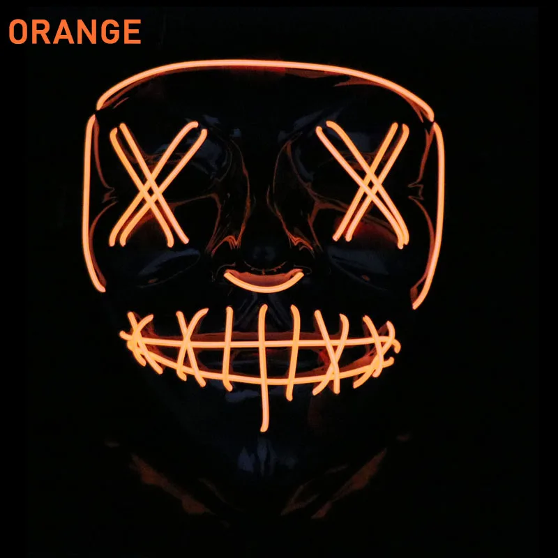 1 orange Хэллоуин СВЕТОДИОДНЫЙ маска EL Wire светящаяся маска призрака мигающая световая маска для Хэллоуина страшная косплей маскарад Вечерние светящаяся маска - Цвет: 1 orange