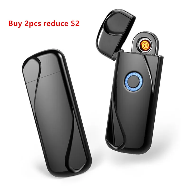 Ultra-thin Metal Electronic Cigarette Lighter Pulse USB Lighters Flameless Windproof Electric Arc Cigar | Дом и сад