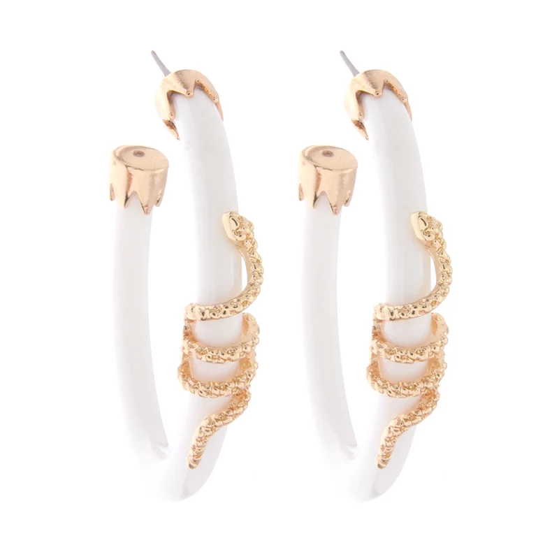 Gold white NeeFu WoFu висячая серьга со змеями для женщин, Очаровательная полимерная серьга, модное ушное кольцо, большие серьги Brinco Oorbellen - Окраска металла: Gold white