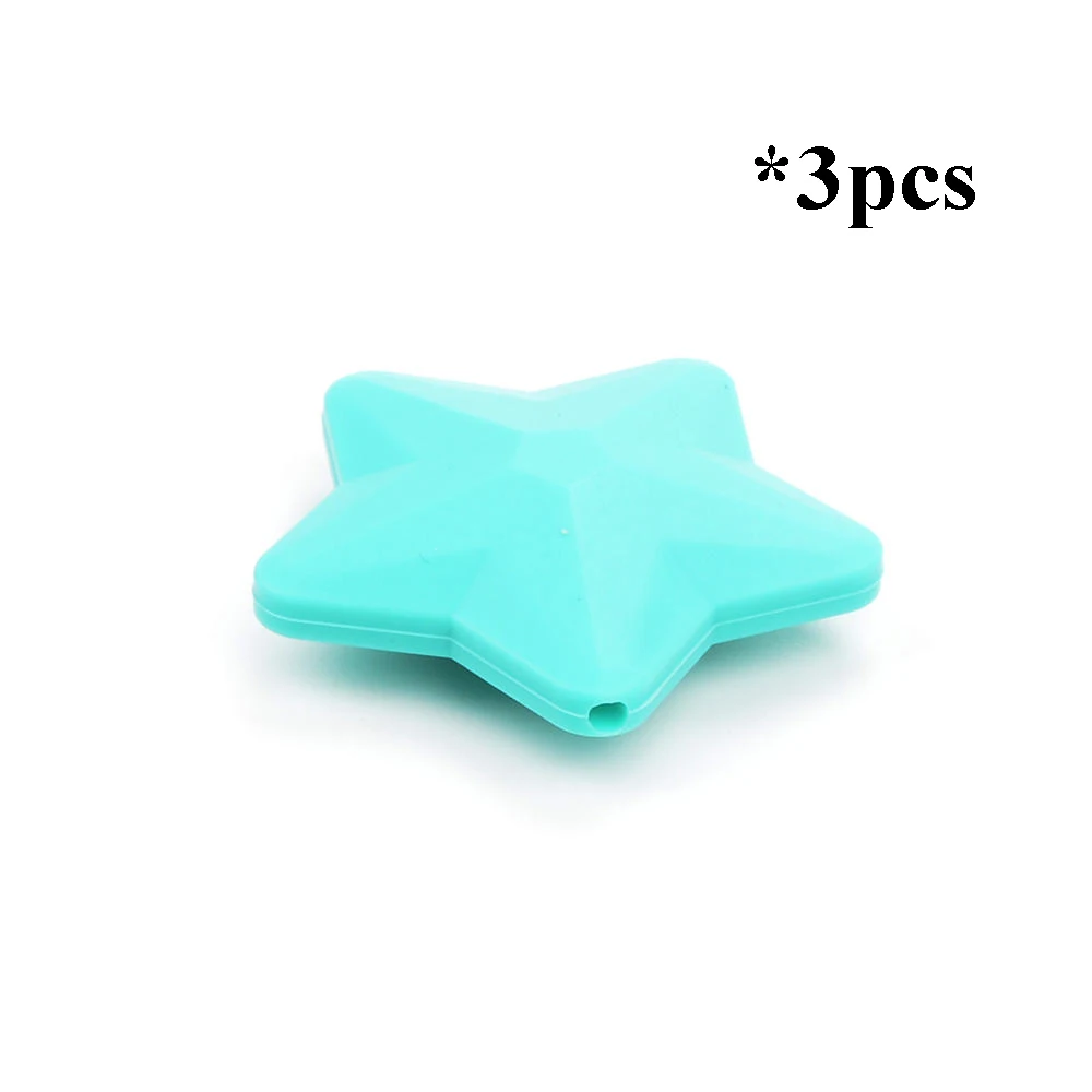 turquoise LOFCA 3 шт Звезда Силиконовые Бусины Экологичные Прорезыватели для зубов Детские Прорезыватели для зубов пищевого класса бусины ювелирные изделия для соски изготовление ожерелий с подвесками - Цвет: turquoise