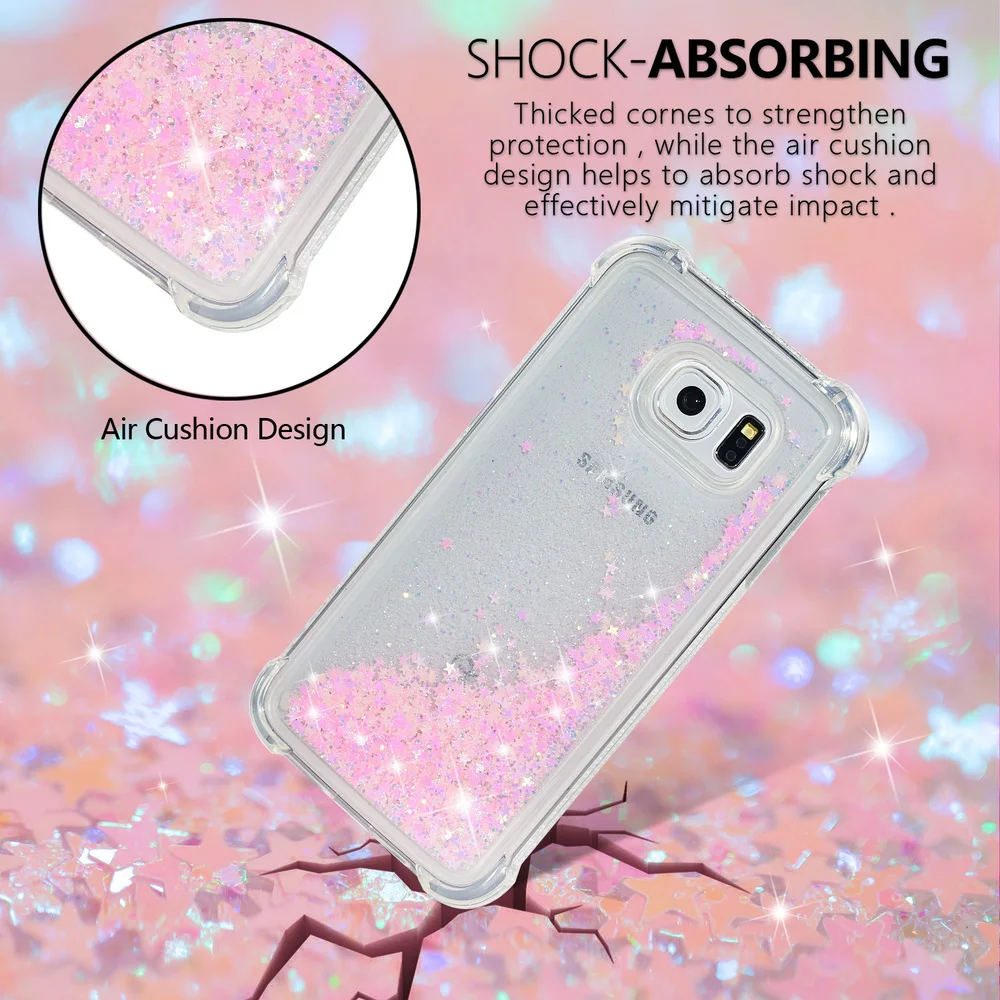 Для Samsung Galaxy S6 S 6 Bling Glitter Quicksand Liquid Fitted Case SM-G920FD SM-G920F Симпатичные бампер из мягкого