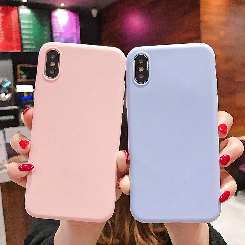 Мягкий силиконовый чехол для iPhone 7 6 6S 8 Plus 5 5S X 10 XR XS Max 6Plus 6splus 7 Plus 8 Plus милый конфетный цвет, матовый чехол