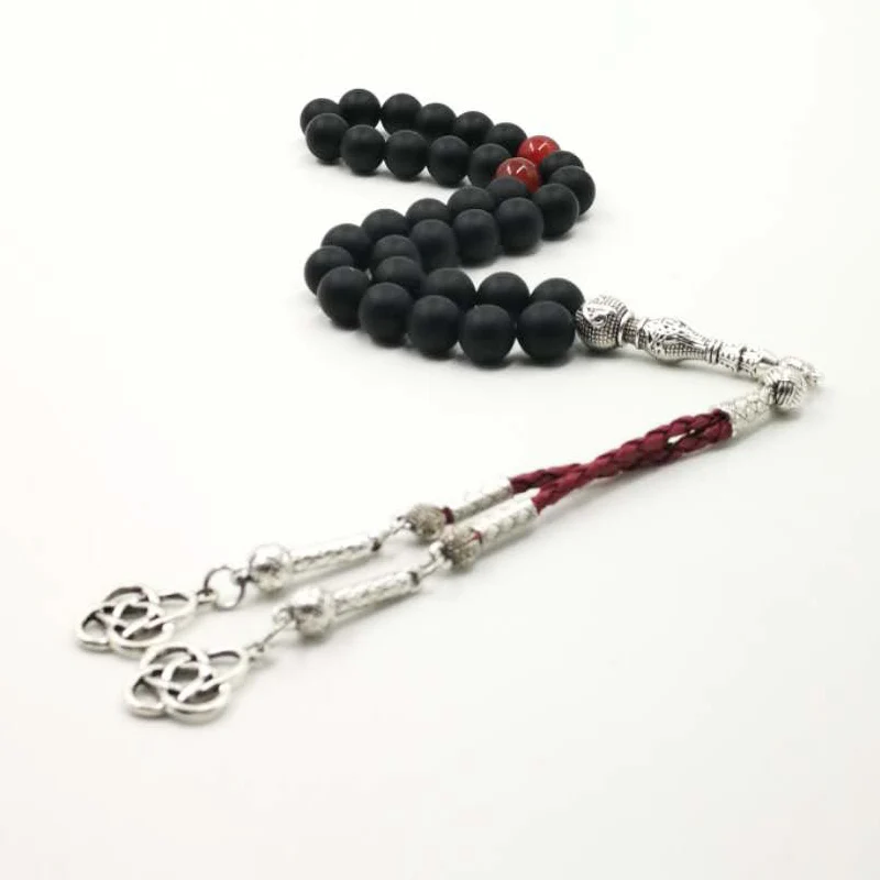 Мужской браслет матовый черный агат Tasbih турецкий стиль мусульманский Черный
