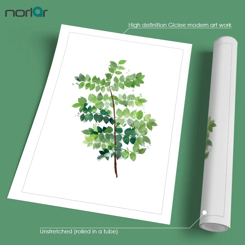 Выполненные Современная Акварельная свежий зеленый лист растения Цветочный арт