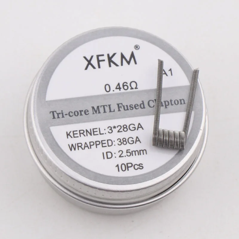 10 шт. XFKM Сверхтонкий MTL плавленый Clapton Предварительно Построенная катушка A1 SS316 Ni80 для MTL Vaper RDA RTA Танк распылители высокое сопротивление