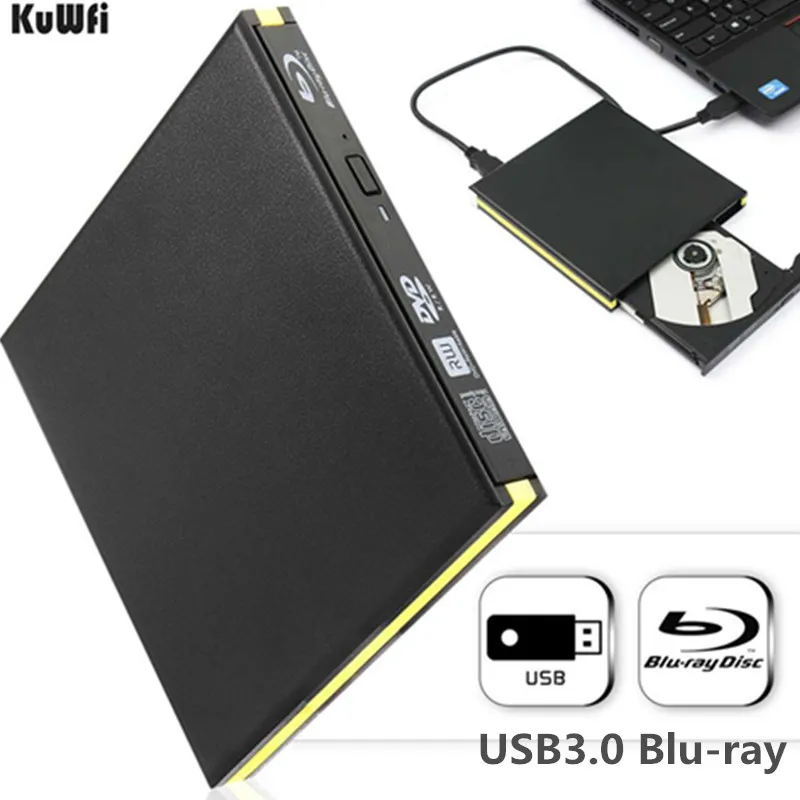 KuWfi Внешний Привод Blu Ray USB 3 0 Bluray Burner BD RE CD/DVD RW Writer Play 3D Disc для ПК/ноутбука|Оптические
