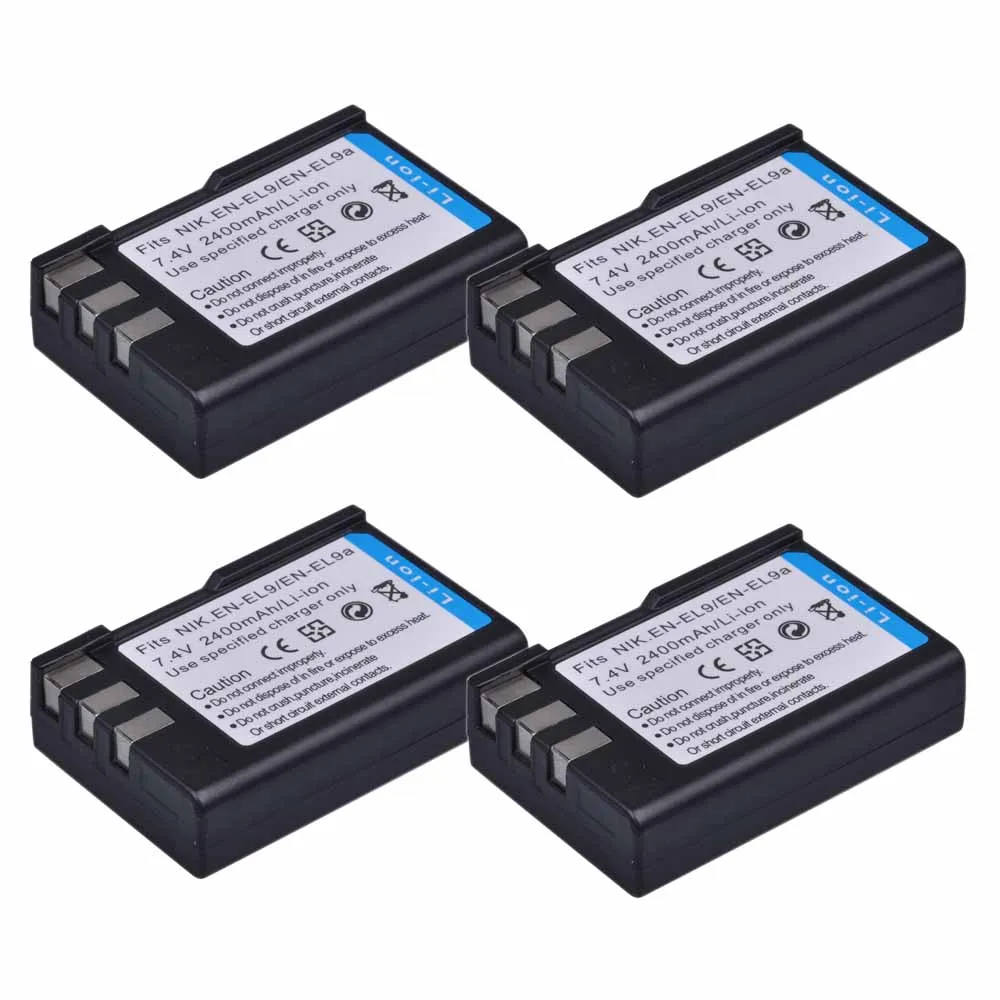 4Pack PowerTrust 2400 мА/ч, EN-EL9 RU EL9 EN-EL9a RU EL9a EL9a Камера Батарея AKKU для Nikon EN-EL9a D40 D60 D40X D5000 D3000 Камера - Цвет: 4Pack