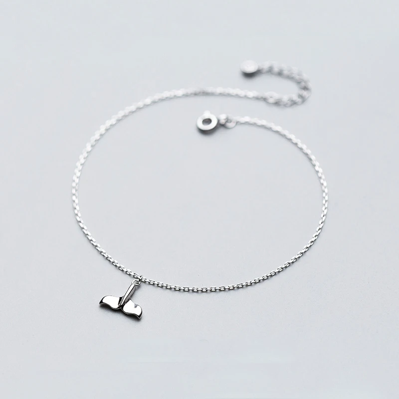 Women's Polish Mermaid Feet Shape Tassel Charm 925 Sterling Silver Anklet Leg Chain Summer Jewelry Ankle Bracelets Wholesales |