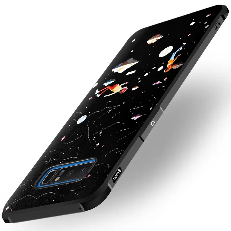 Embossed Painted Cases For Samsung Galaxy Note 8 Soft Silicon Mobile Phone Shell Shockproof Protective Sleeve Black Cover Fundas |