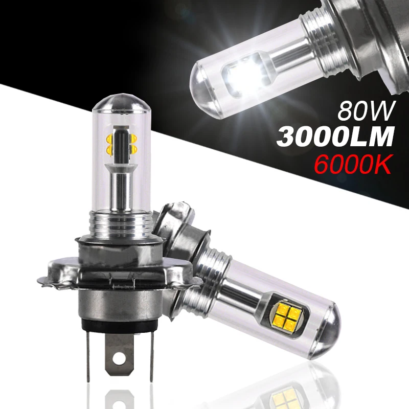 Универсальный 2X чистый белый 6000K Cree чип дневное время Бег светильник 12V 80W 3000lm H4