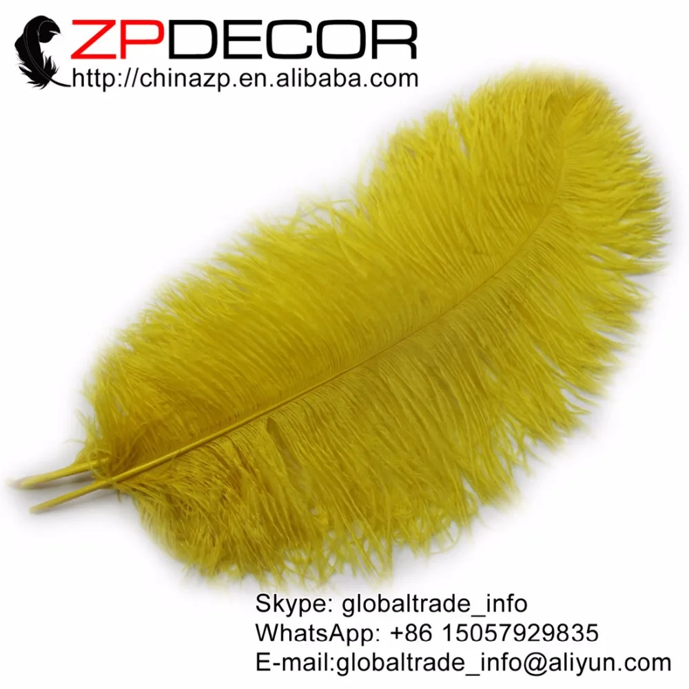 

ZPDECOR 100 шт./лот 40-45 см (16-18 дюймов) модные окрашенные желтые страусиные перья для украшения стола