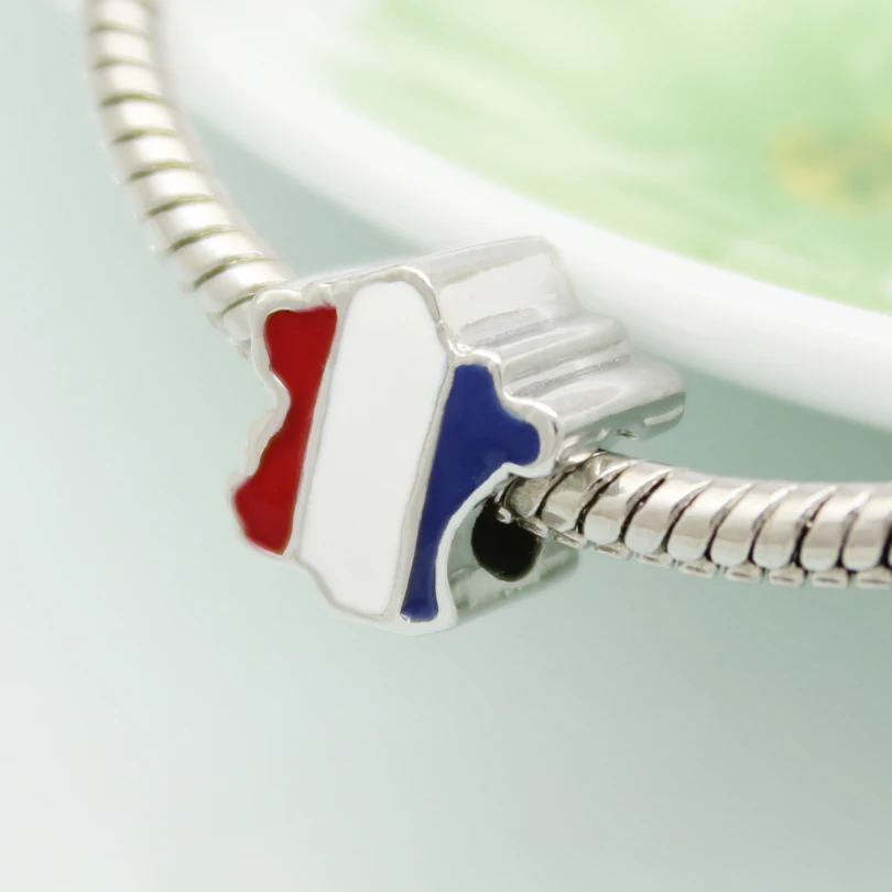 Слайд-шарм оптом Бесплатная доставка Гордость быть французским флагом страны карты Оберег удачи, подходит для браслета Pandora.