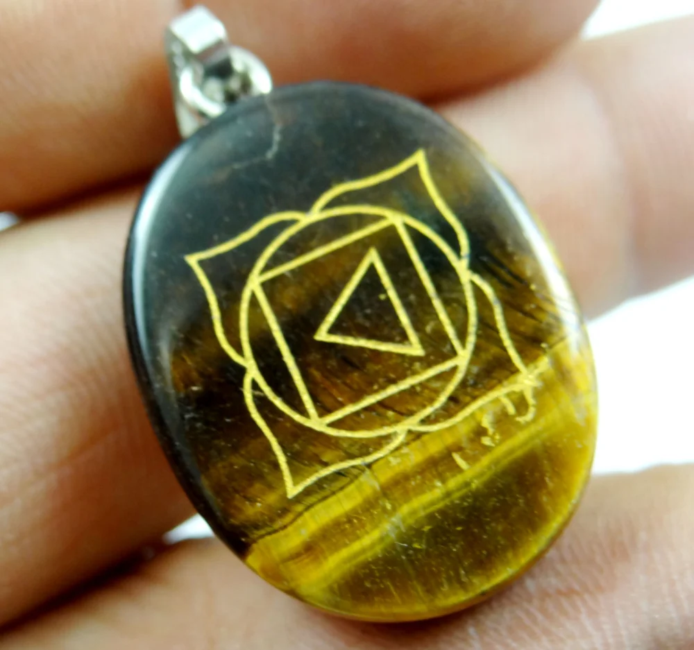 Natural Stone carved Chakra Pendant oval Shape Quartz Opal tiger eye Choker Reiki 7 Making jewelry Necklace | Украшения и
