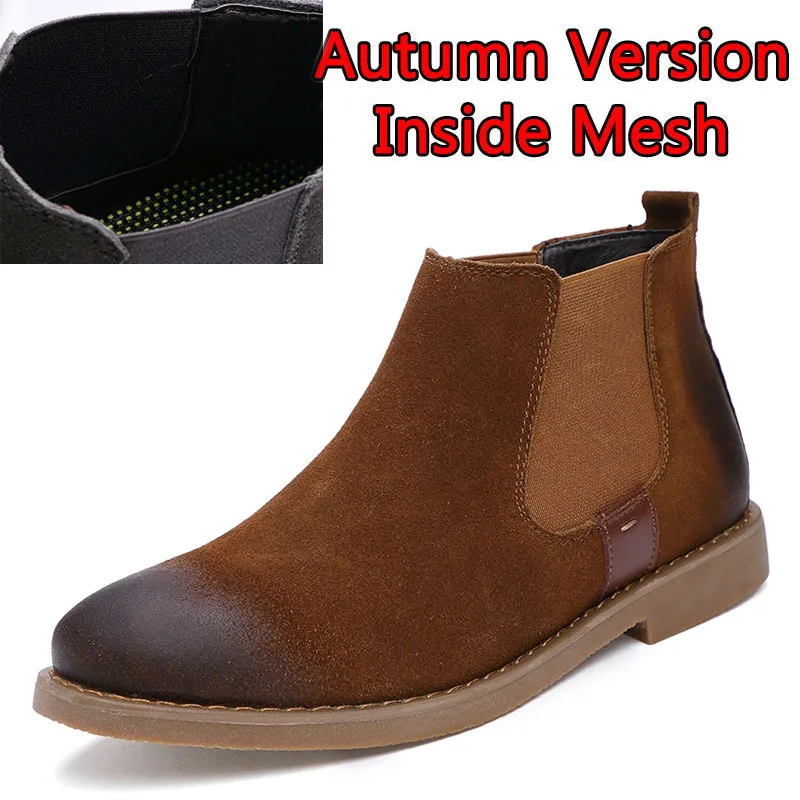 Autumn Brown Сургут мужские повседневные сапоги, модные мужские теплые плюшевые зимние сапоги, высокие кроссовки, Мужские осенне-зимние ботильоны размера плюс 38-44 - Цвет: Autumn Brown