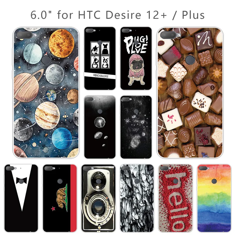TPU for HTC Desire 12 Plus Fitted Colorful Case 6.0" Transparent Ultra Thin Soft Silicone 12+ Back Phone Cover |