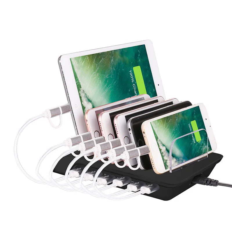 Зарядная Станция 10.2A с 6 портами USB универсальный настольный планшет и смартфон