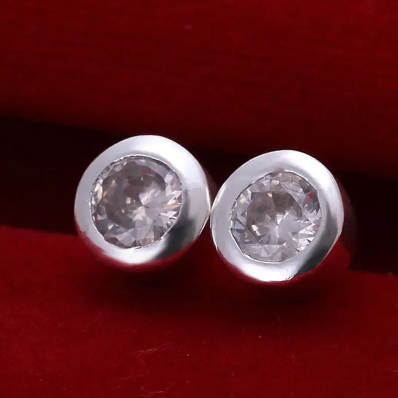 Lose Money Promotions! Wholesale 925 silver earing fashion jewelry Round Crystal earting For Women SMTE093|jewelry showcase lighting led|jewelry