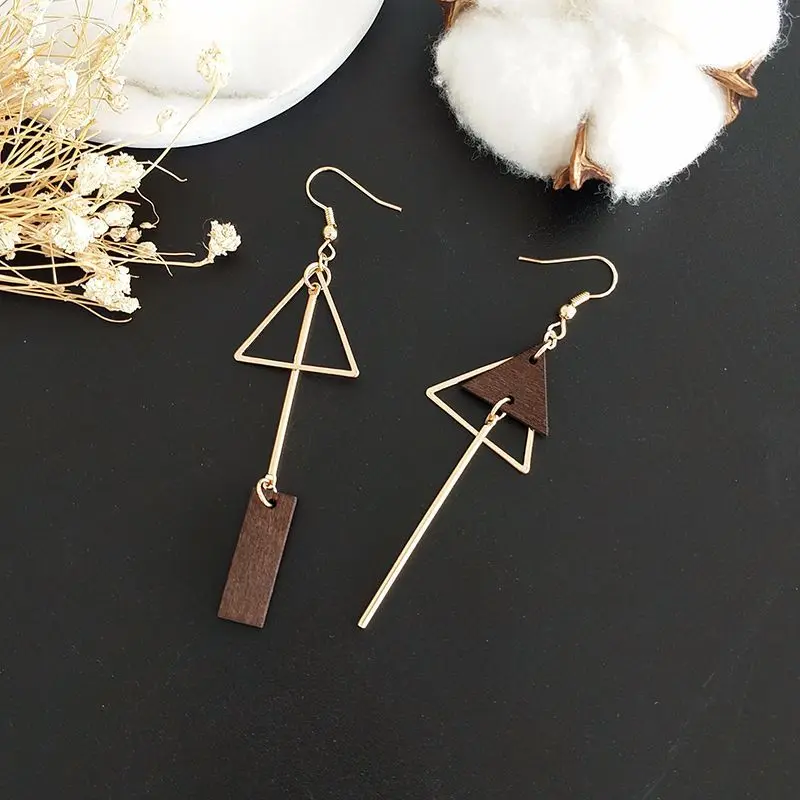 Новые популярные модные длинные массивные серьги DIY Деревянные Геометрические
