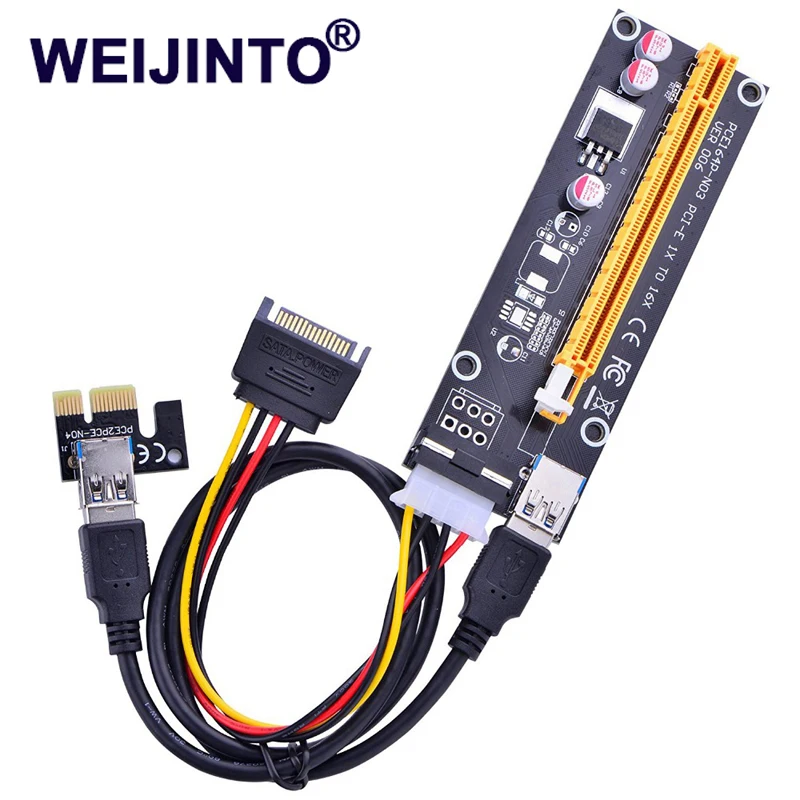 Weijinto Самая низкая цена PCI Express Riser Card PCI-E 1x до 16x удлинитель USB 3 0 кабель для передачи