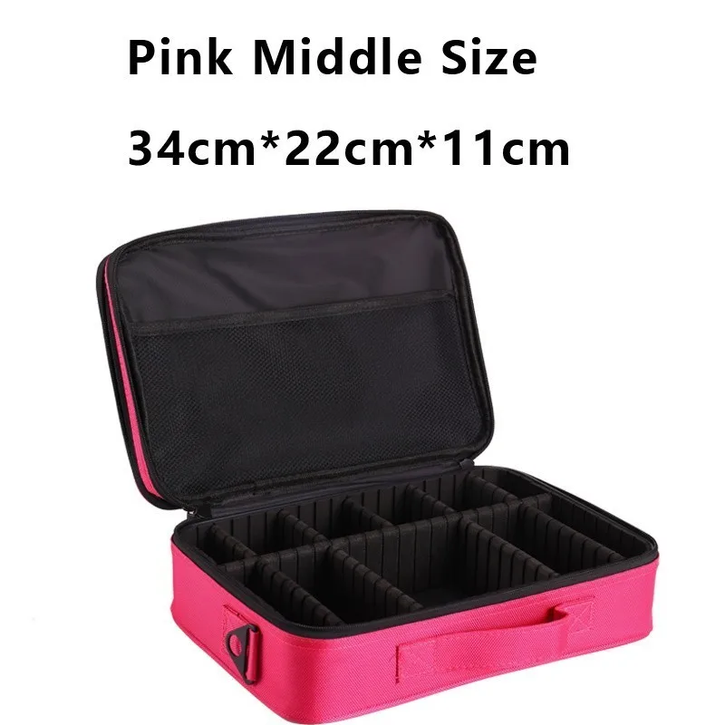 Pink Case Middle Профессиональная косметичка, косметичка, органайзер для женщин, для путешествий, косметичка, большая вместительность, косметичка, чемоданы для макияжа X32 - Цвет: Pink Case Middle
