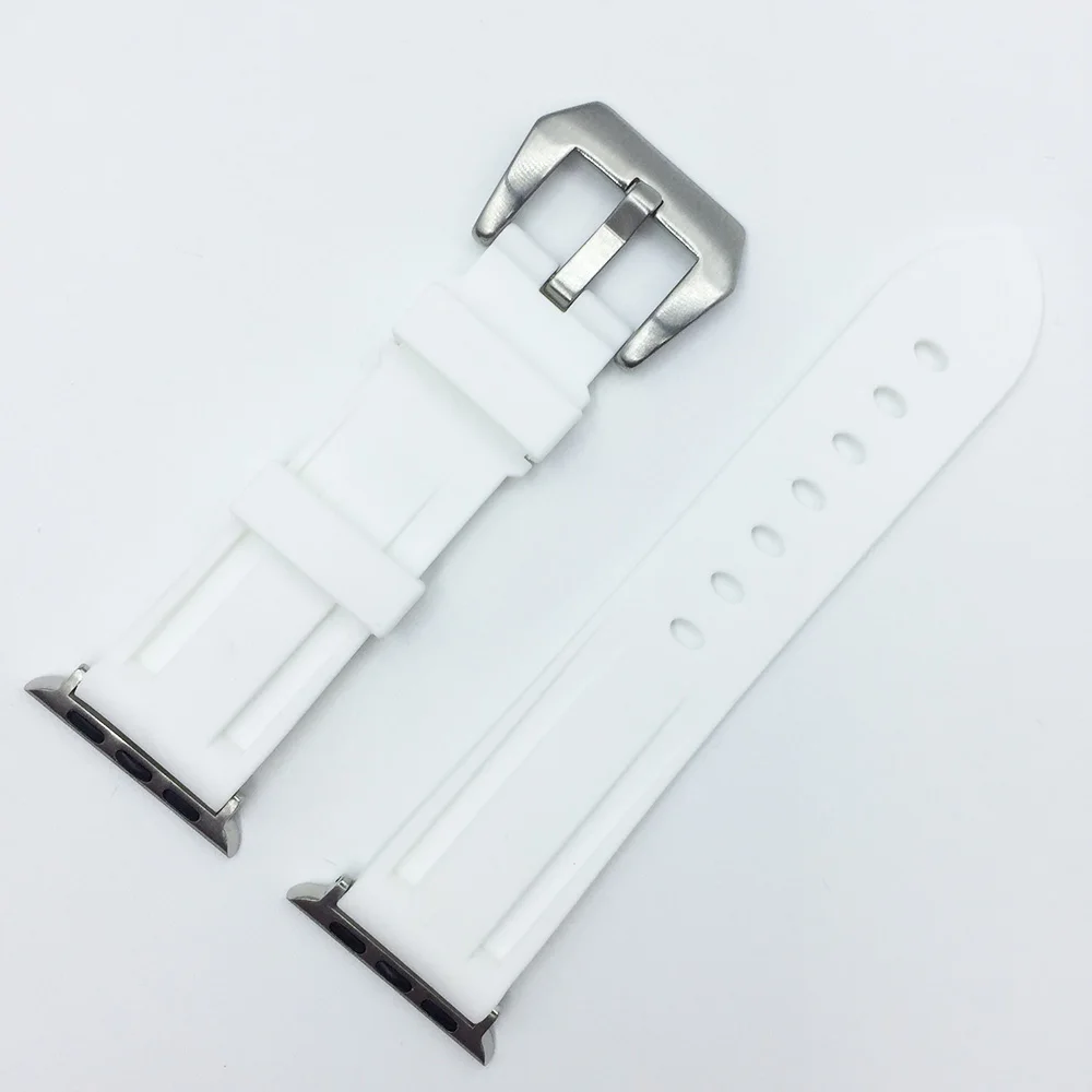 White Резиновый ремешок для часов Apple Watch 42 мм 44 мм ремешок для часов 38 мм 40 мм силиконовые полосы браслет для iWatch серии 5 4 3 2 1 черный, белый - Цвет ремешка: White