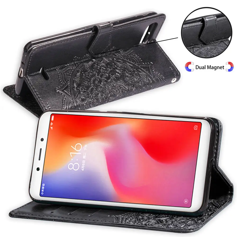 Кожаный чехол-книжка Xiaomi Redmi 6A для 6 Fundas Xiomi Pro/Mi A2 Lite роскошный чехол-бумажник с