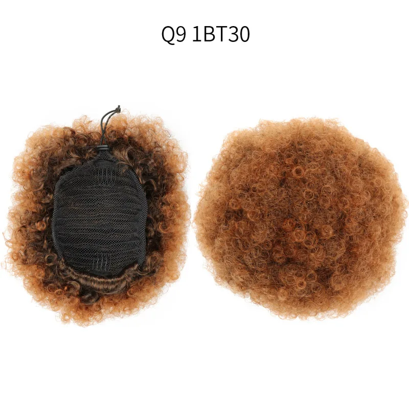 1BT30 Valenwigs афро пышные короткие кудрявый шиньон волос булочка на шнурке в синтетические хвостики для прически с зажимами прядка для наращивания волос - Цвет: 1BT30