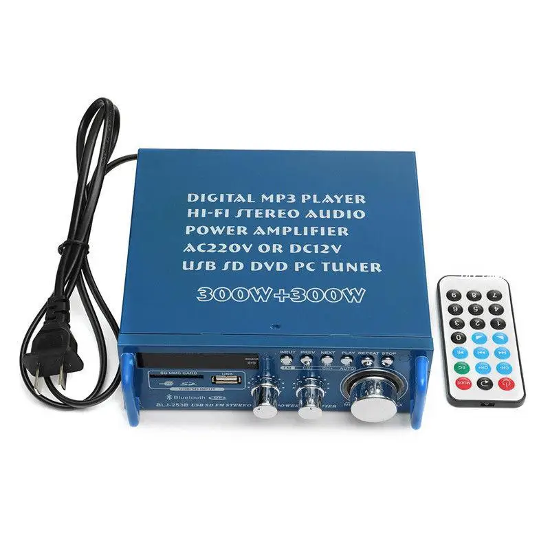 DC 12V AC 220V Bluetooth FM Hi Fi 300W + стерео аудио усилитель mp3 плеер|Усилители мощности| |
