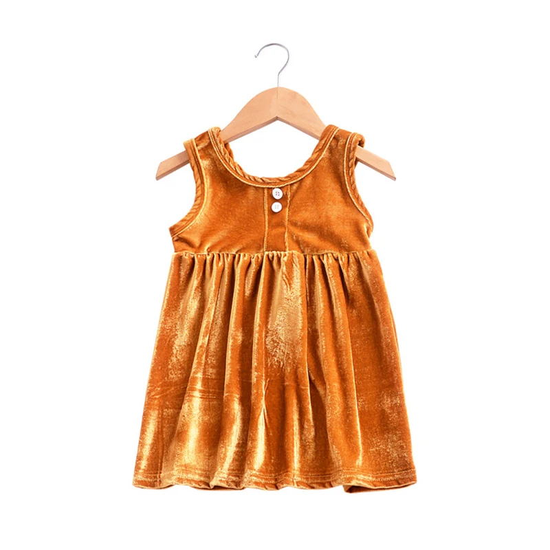 sleeveless romper baby Solid ruched girls vest dress buttons fashion breathable toddler party frocks soft cotton summer | Детская одежда