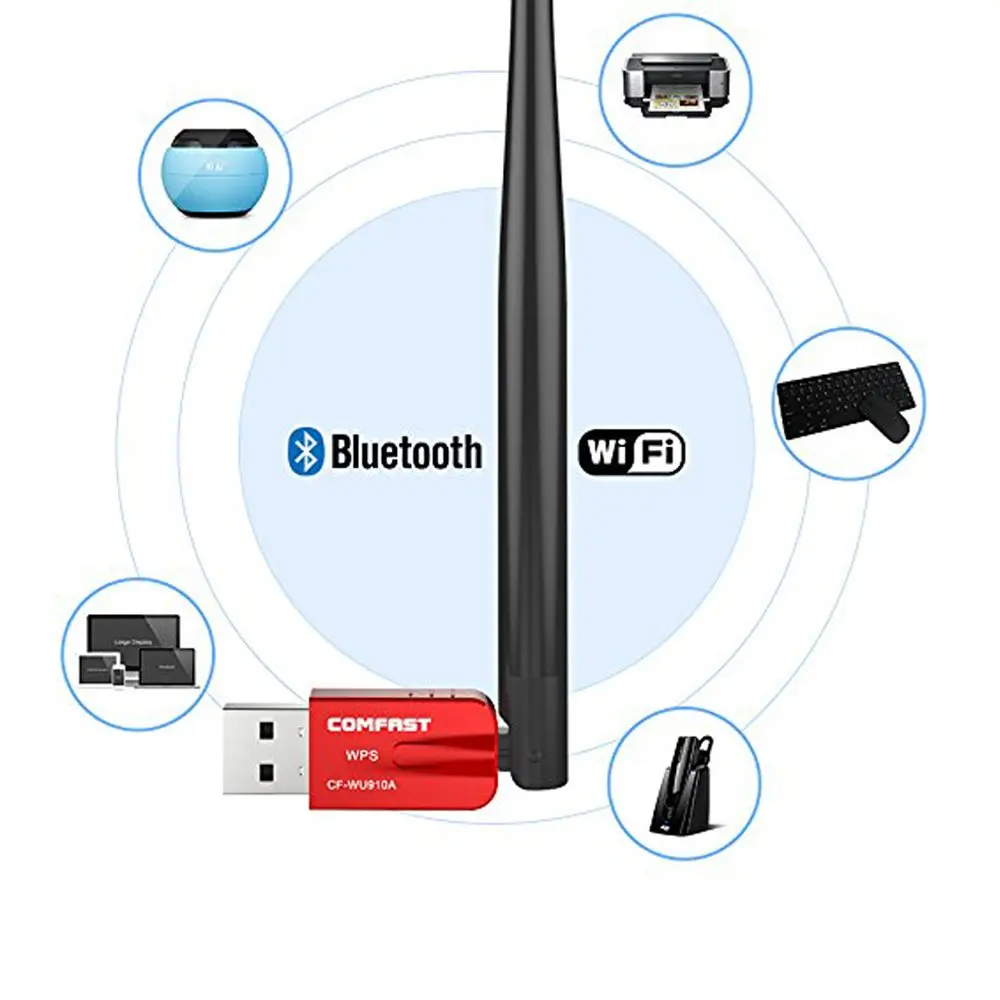 Comfast Беспроводной Вай Фай адаптер CF WU910A Dual Band 2 4/5 8 ГГц USB 600 Мбит/с Wi Fi приемник с