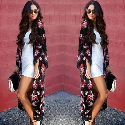 Разноцветные цветочные свободные повседневные топы с длинным рукавом женские