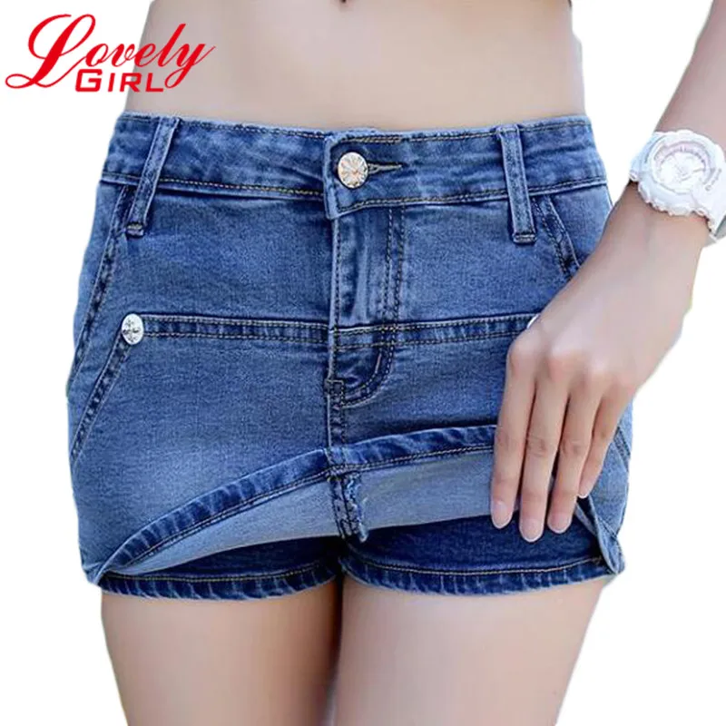 Summer Denim Shorts Women 2018 New Arrival High Waist Female Blue Color Skirt Jeans Slim Sexy Skort Hot Sale | Женская одежда