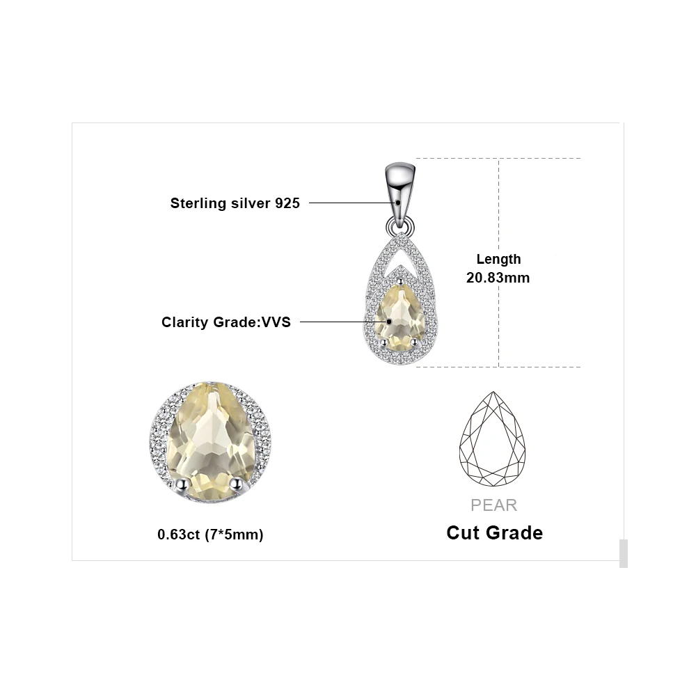 Jewelrypalace элегантный 0.9ct натуральный лимонный кварц Подвеска для девушку
