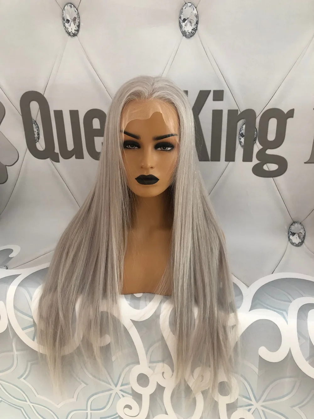 QueenKing парик из прозрачного кружева спереди 180% Плотность пепельный светловолосый парик серебристо-серый бразильский волосы Remy за ночь