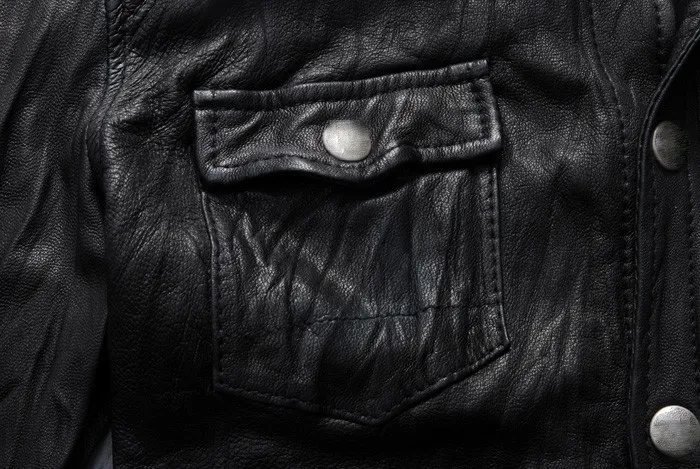 2017 Мужская тонкая рубашка из натуральной кожи мягкие рубашки овечьей черная