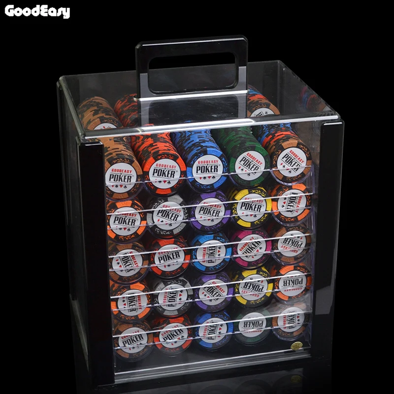 14 г глиняные чипсы наборы с акриловой коробкой казино Корона покер цветов