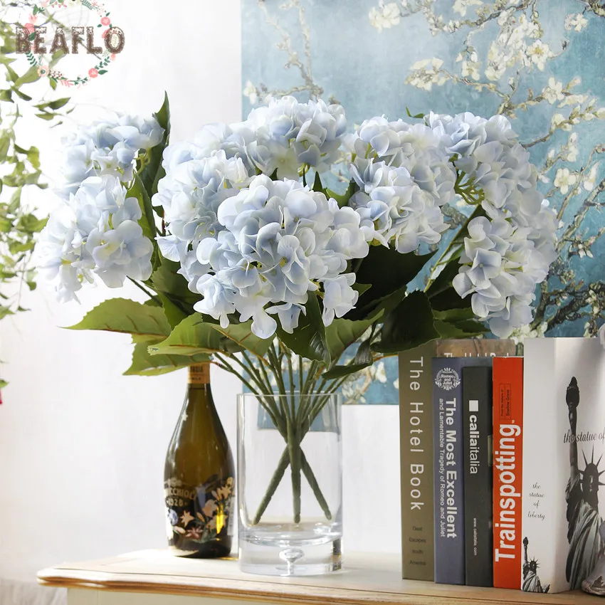 1Bunch 5 Heads Silicone Snowball Hydrangea Bouquet Artificial Flower Wedding Home Decorative Floristry 4 Colors | Дом и сад