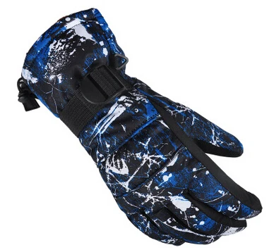 Black Blue Уличные мужские перчатки для катания на лыжах, перчатки для сноуборда, женские перчатки для снегохода, мотоцикла, Зимние перчатки для катания на лыжах, альпинизма, водонепроницаемые теплые перчатки для снега - Цвет: Black Blue