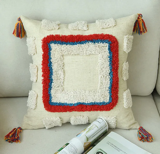 45X45CM A Роскошные зимние сапоги марокканский Стиль Чехлы шерстяные кисточки в стиле бохо, Этническая Красочные Наволочка 45x45 см/30x50 см HomeDecoration - Цвет: 45X45CM A