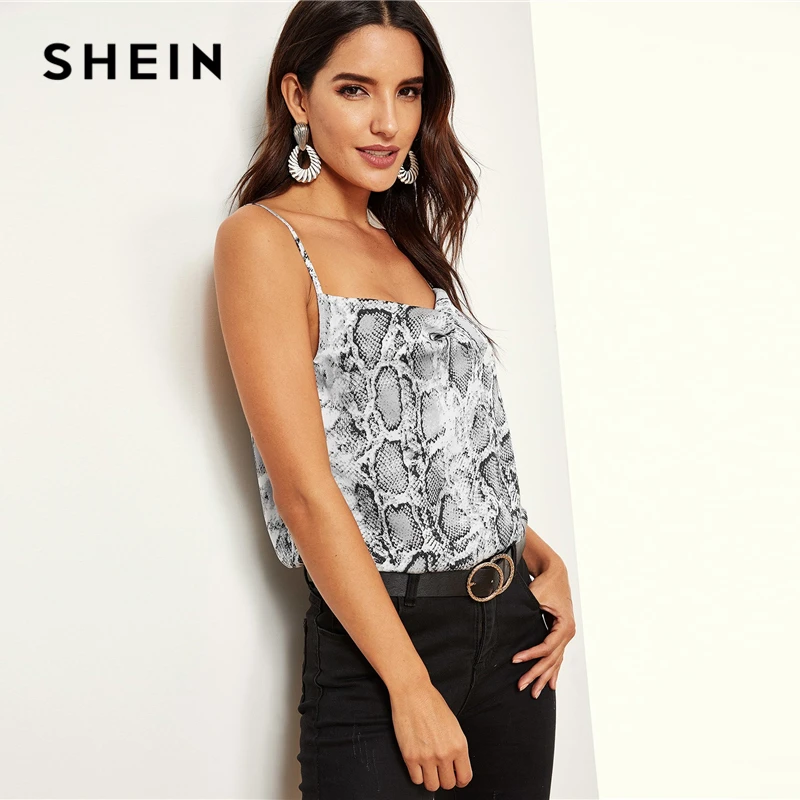 SHEIN многоцветный топ на бретельках с принтом змеиной кожи, женский жилет, летняя мода, женские новые выходные повседневные верхние жилеты