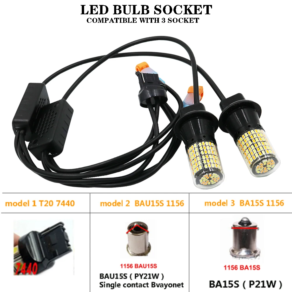 2x Canbus T20 7440 W21W 144SMD 3014 Автомобильный светодиодный дневный ходовой светильник с