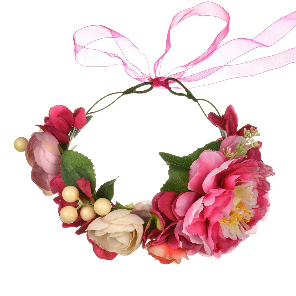 

Flower Wreath headband Floral Garland Crown Hair Accessories for Wedding Anniversary Party