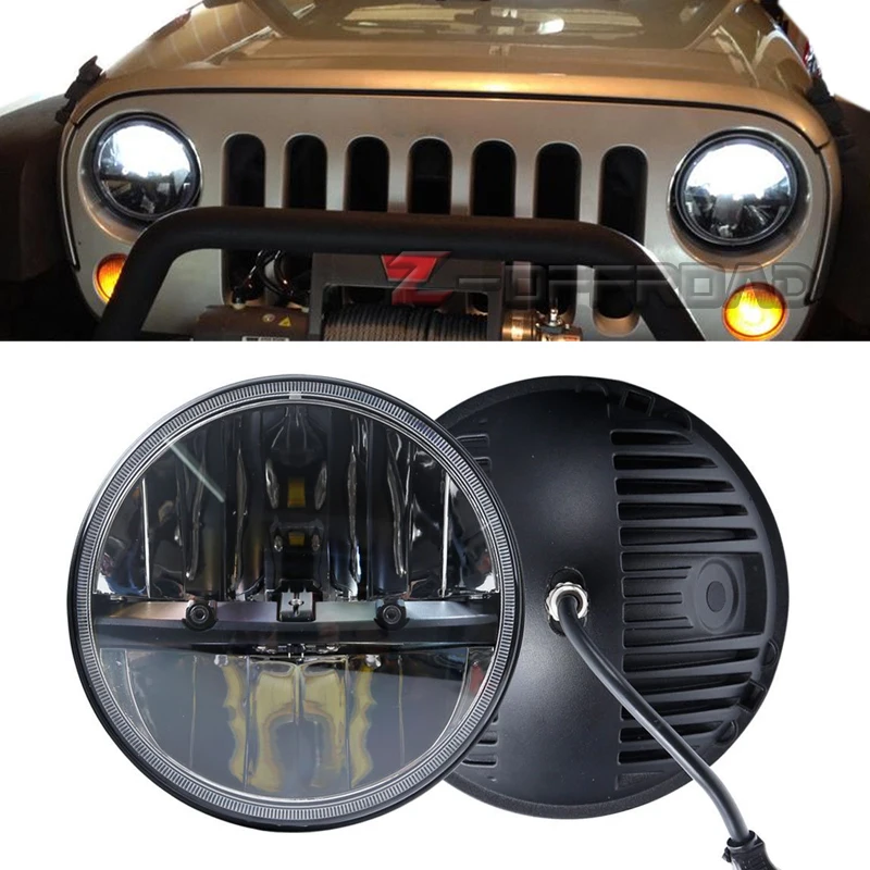 7 &quotчерный круглый светодиодный H4 фара Замена Освещение Проектор фары для Jeep
