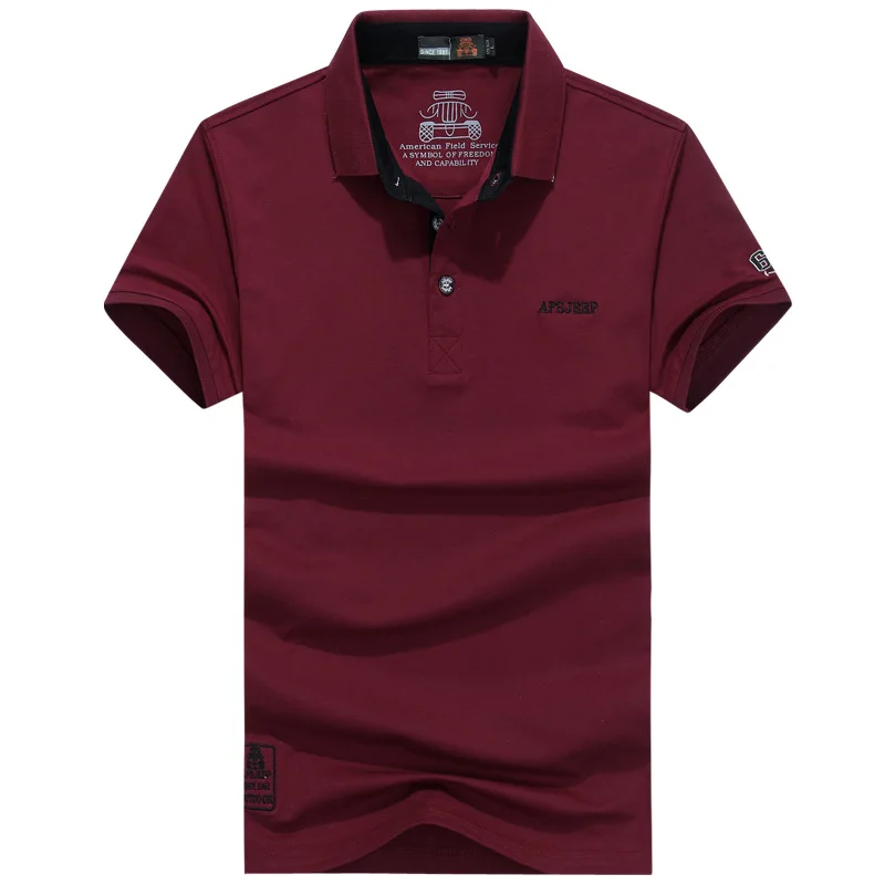 Wine red AFS JEEP, брендовая мужская рубашка поло, летняя, дышащая, хлопковая, в стиле милитари, поло, para hombre, размера плюс, M-3XL, Camisa Polo Masculina - Цвет: Wine red