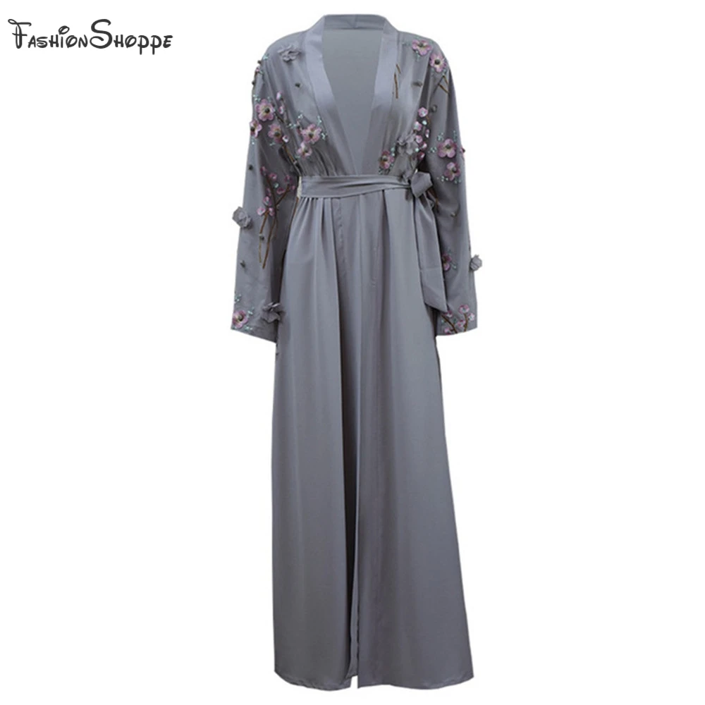Женское длинное кимоно с цветочным принтом Abaya кардиган хиджаб в арабском и